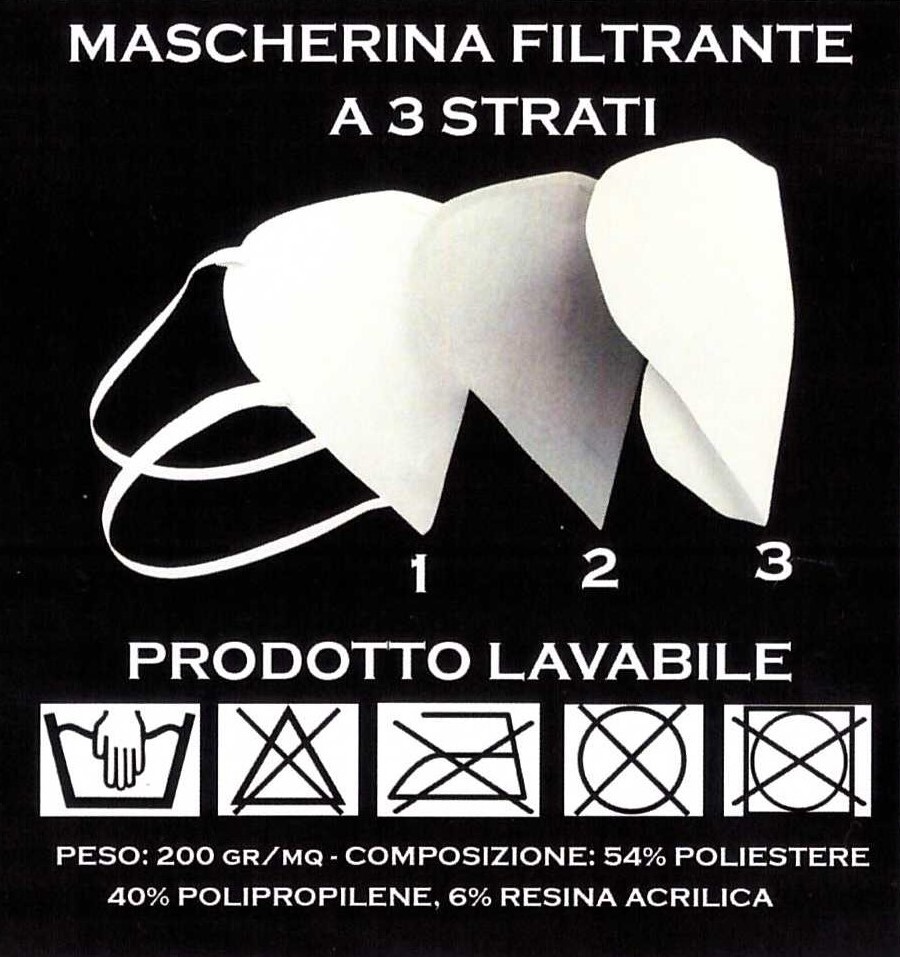 Mascherina filtrante a 3 strati Mascherina in TNT e poliestere